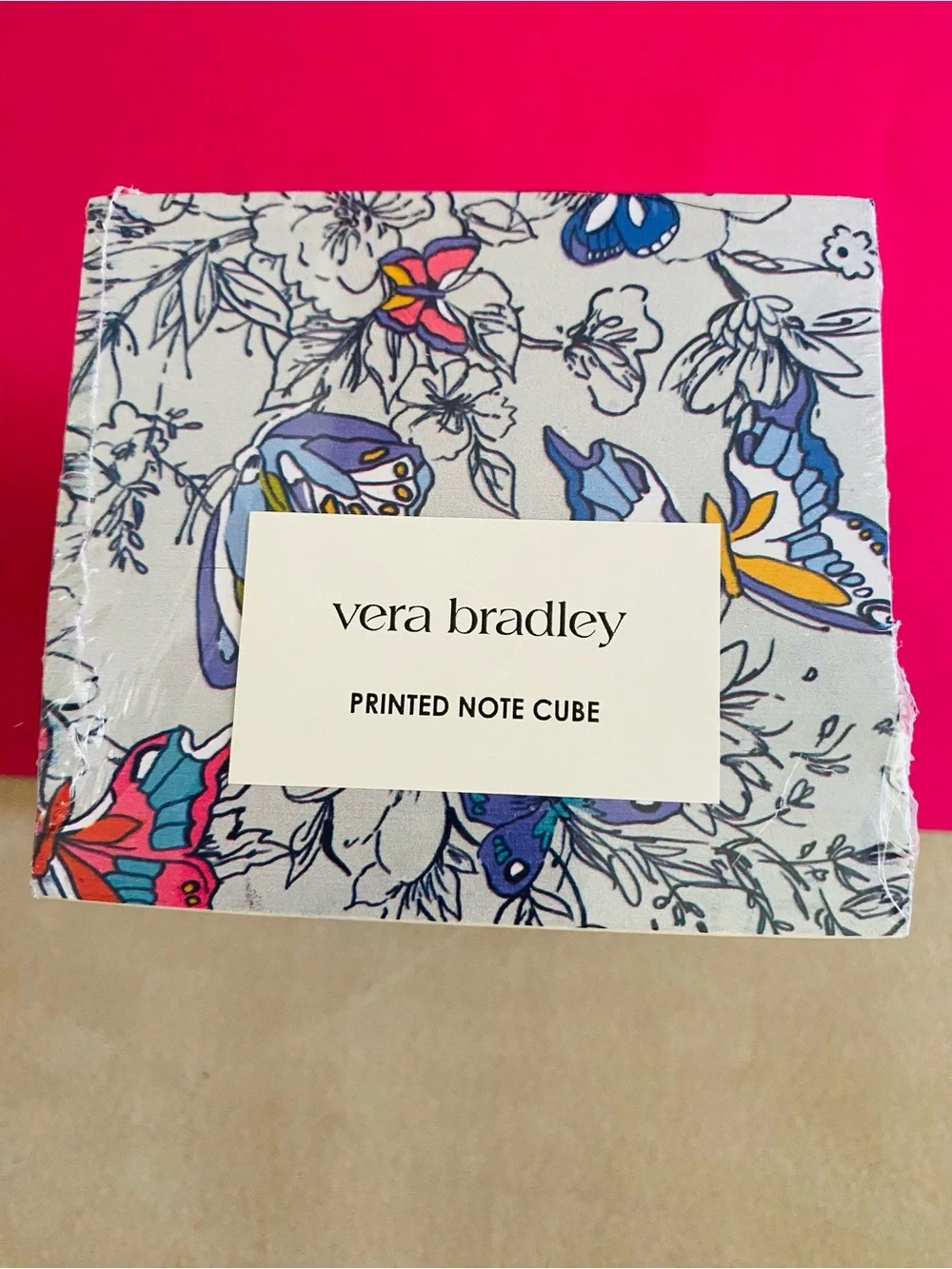 Vera Bradley Printed Note Cube NWT Coastal Breezy Butterfly